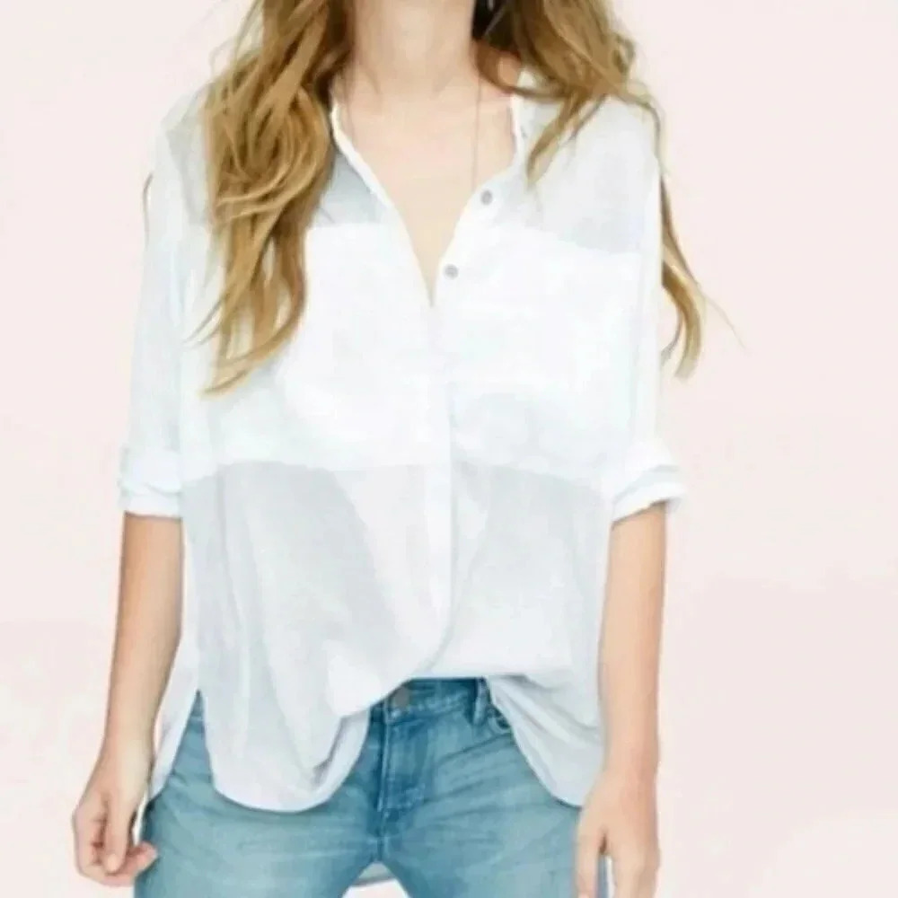 Lou & Grey Color block button down long sleeve